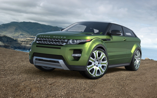 Green range rover ocean mountains free wallpaper for desktop - medium preview image