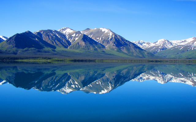 Mountain range reflection still lake free wallpaper for desktop - medium preview image