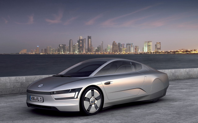 Silver car city skyline night #4 free wallpaper for desktop - medium preview image