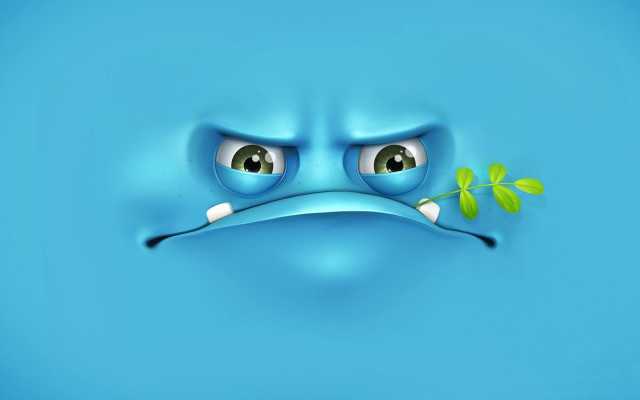 Sad face plant mouth blue free wallpaper for desktop - medium preview image