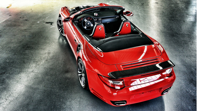 Red sports car black top free wallpaper for desktop - medium preview image