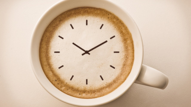 Coffee clock cup white wall free wallpaper for desktop - medium preview image