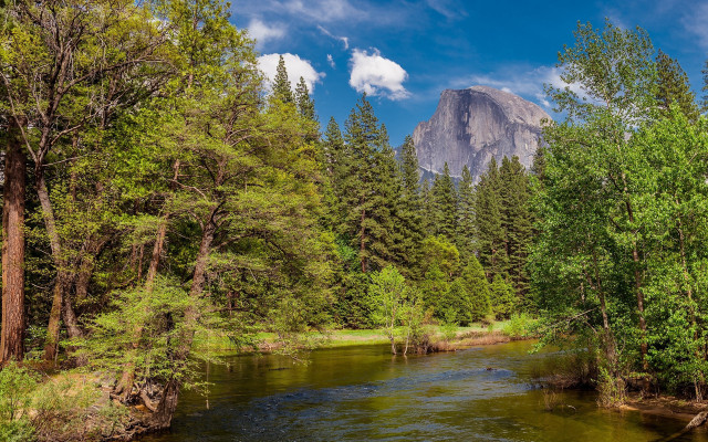 River forest mountain sky clouds #2 free wallpaper for desktop - medium preview image