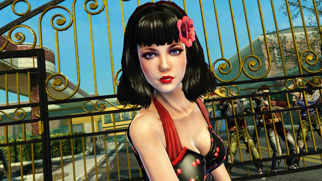 Woman dress redflower gate man free wallpaper for desktop - medium preview image