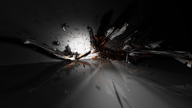 Shattered glass blackwhite light raytraced free wallpaper for desktop - medium preview image
