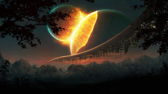 Planet star bright yellow ring free wallpaper for desktop - medium preview image