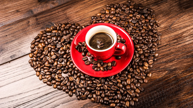 Red coffee cup coffee beans #2 free wallpaper for desktop - medium preview image