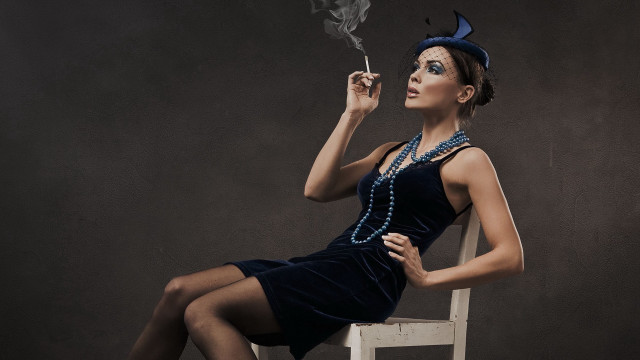 Woman dress smoking chair fashion free wallpaper for desktop - medium preview image
