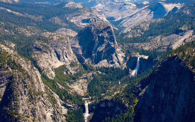 Mountain valley waterfall forest plane free wallpaper for desktop - medium preview image