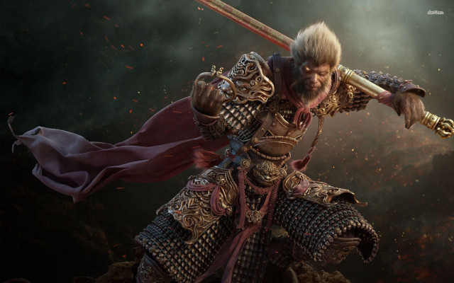 Man armor sword flame smoke free wallpaper for desktop - medium preview image