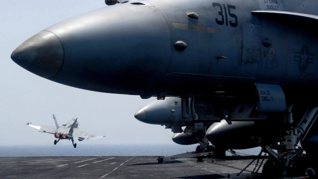 Fighterjet ship ocean aircraft background free wallpaper for desktop - medium preview image