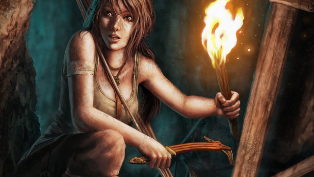 Woman fire wood campfire magic free wallpaper for desktop - medium preview image