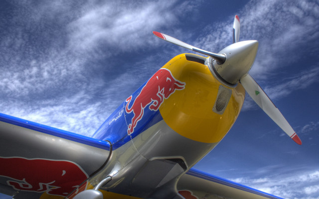 Red bull airplane clouds blue free wallpaper for desktop - medium preview image