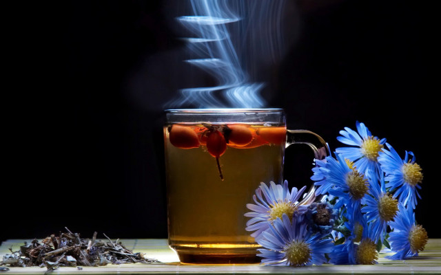 Tea pour flower smoke fireworks free wallpaper for desktop - medium preview image