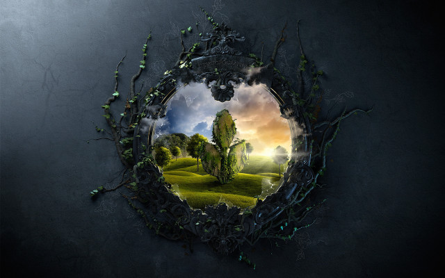 Tree hole sky vines matte free wallpaper for desktop - medium preview image