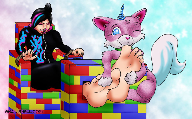 Cartoon cat blocks woman unicorn free wallpaper for desktop - medium preview image