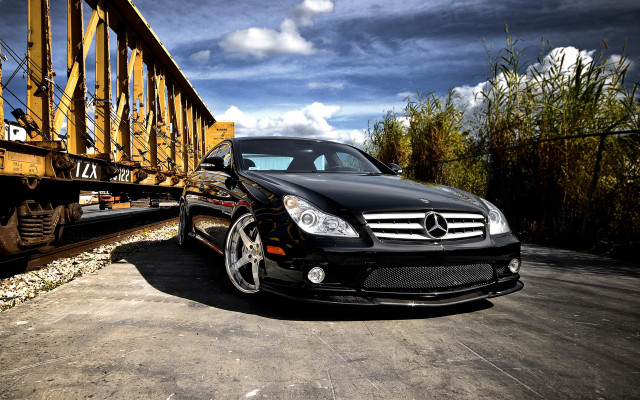 Black mercedes train track luxury free wallpaper for desktop - medium preview image