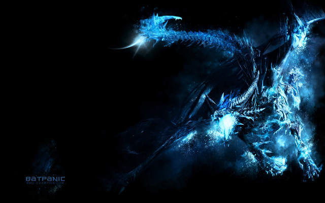 Blue dragon black background crescent free wallpaper for desktop - medium preview image