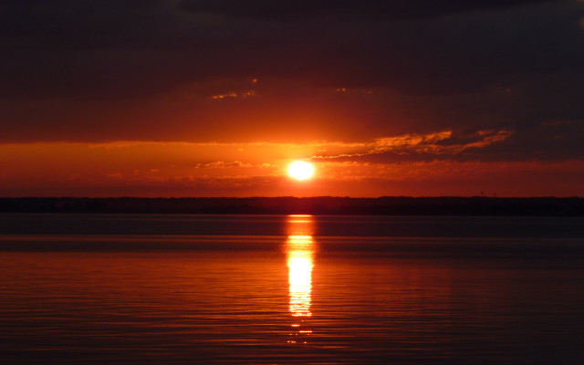 Sunset water boat clouds horizon #2 free wallpaper for desktop - medium preview image