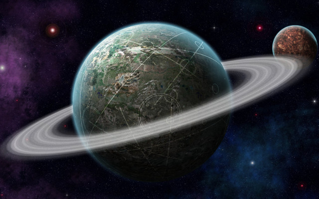 Planet rings star space art free wallpaper for desktop - medium preview image