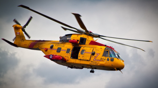 Yellow helicopter red nose cloudy free wallpaper for desktop - medium preview image