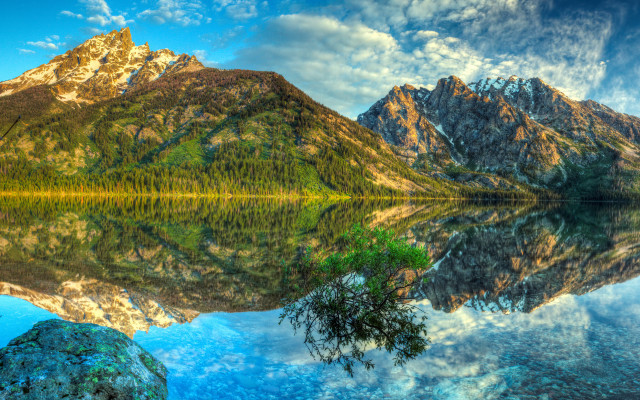 Mountain lake forest sky bridge #10 free wallpaper for desktop - medium preview image