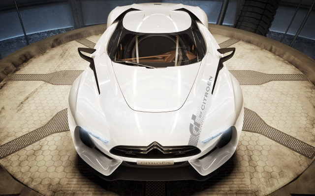 White car garage circular floor free wallpaper for desktop - medium preview image