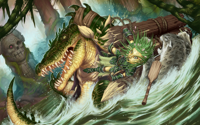 River boat creature alligator man free wallpaper for desktop - medium preview image