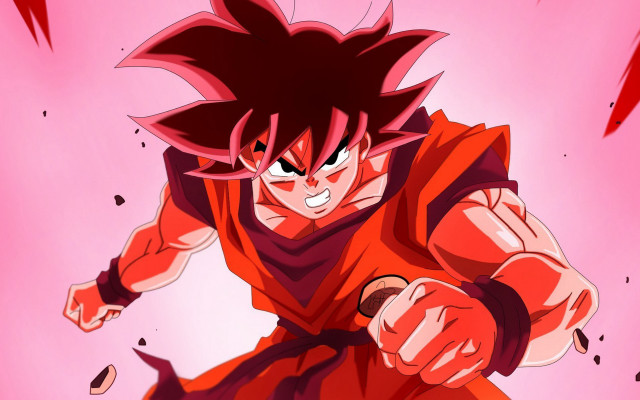 Son goku red hair flying free wallpaper for desktop - medium preview image