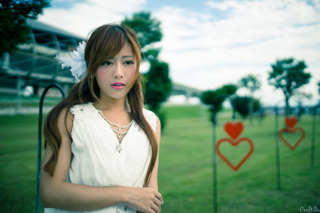 Woman heart field portrait blue free wallpaper for desktop - medium preview image