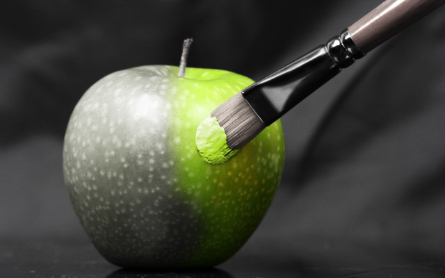 Green apple brush action painting free wallpaper for desktop - medium preview image