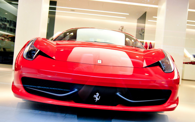 Red sports car showroom white #2 free wallpaper for desktop - medium preview image