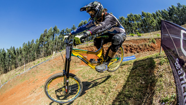 Man bike dirt road forest free wallpaper for desktop - medium preview image