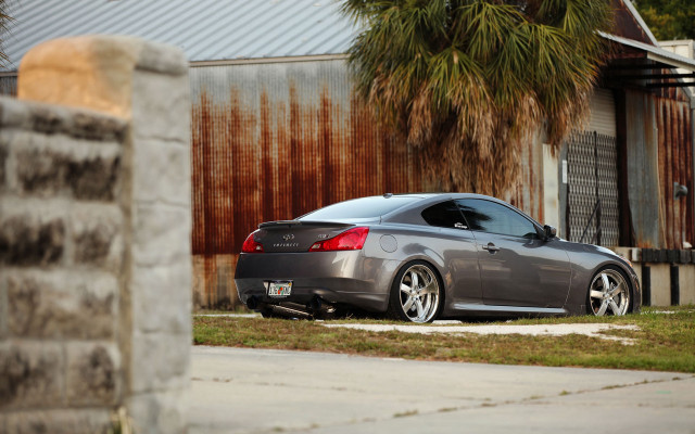 Car road palm trees fence free wallpaper for desktop - medium preview image