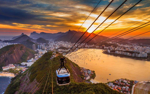 Cablecar mountain city sunset urban free wallpaper for desktop - medium preview image