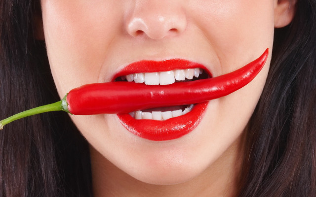 Woman red chili green pepper free wallpaper for desktop - medium preview image