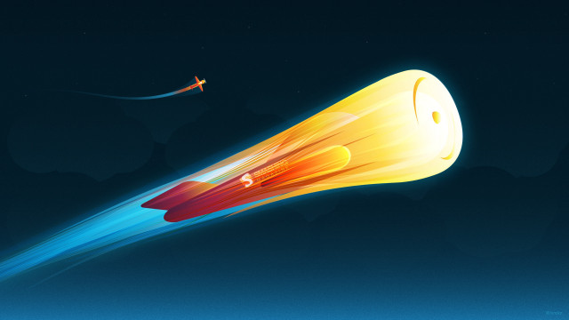 Rocket bright tail blue sky free wallpaper for desktop - medium preview image