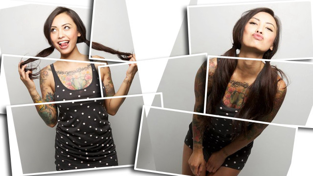Woman tattoo black dress polka free wallpaper for desktop - medium preview image