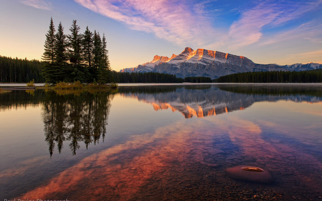 Mountain reflection lake sunset pink #5 free wallpaper for desktop - medium preview image