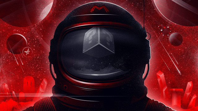 Redspace astronaut planets redsky galaxy free wallpaper for desktop - medium preview image