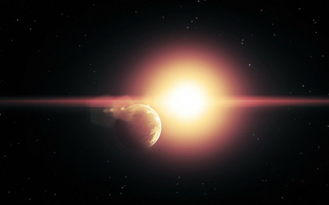 Bright sun distant object space free wallpaper for desktop - medium preview image