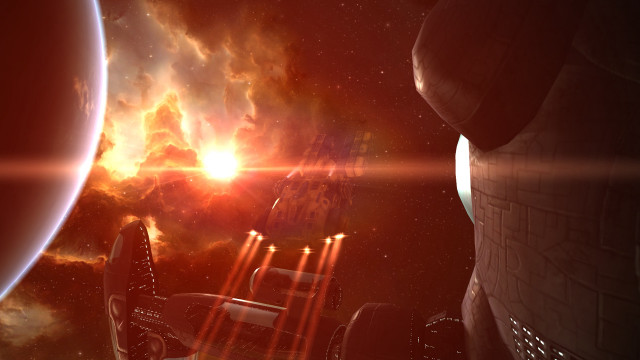 Space station distant planet sunset free wallpaper for desktop - medium preview image