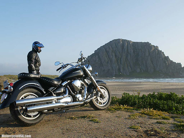 Man motorcycle beach ocean mountain free wallpaper for desktop - medium preview image