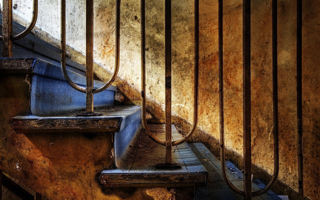 Rundown stairs bars rusted walls free wallpaper for desktop - medium preview image