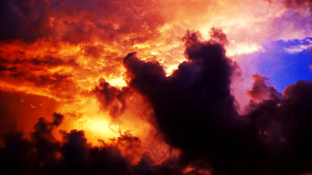 Colorful sky clouds plane autumn free wallpaper for desktop - medium preview image