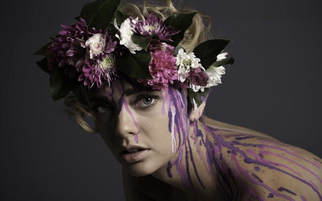 Purple flower body paint fashion free wallpaper for desktop - medium preview image