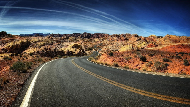 Desert curved road mountain sky free wallpaper for desktop - medium preview image