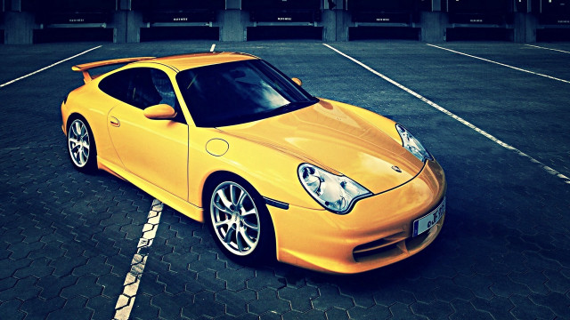 Yellow sports car night sky #4 free wallpaper for desktop - medium preview image