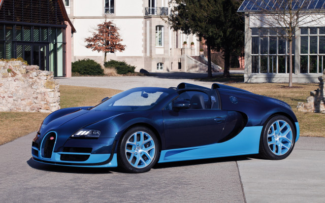 Blue bugatti driveway house wall free wallpaper for desktop - medium preview image