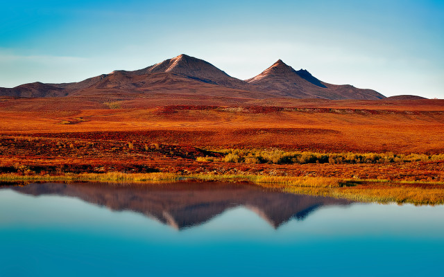 Mountain lake grassy plain sky free wallpaper for desktop - medium preview image